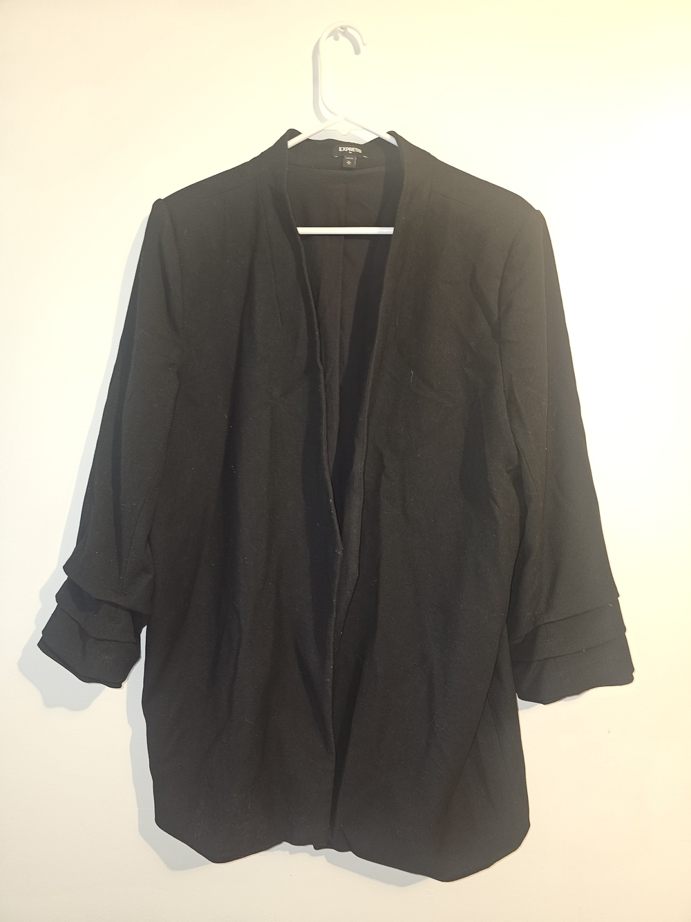 Express Black Open-Front Blazer with Rolled Cuffs